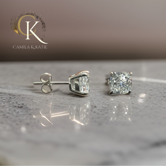 1 carat Lab Hybrid Earrings - Lab Diamond Earrings - Picture 4 of 5